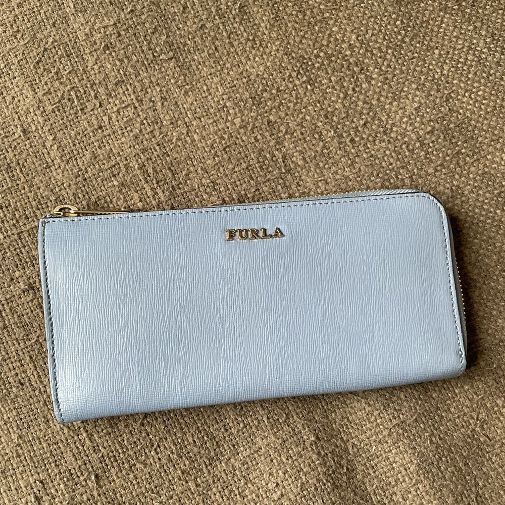Furla leather light blue continental wallet
